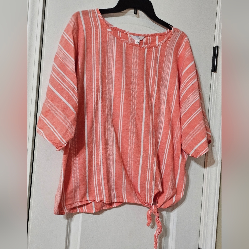 Time and Tru Coral Striped Blouse - Picture 6 of 6